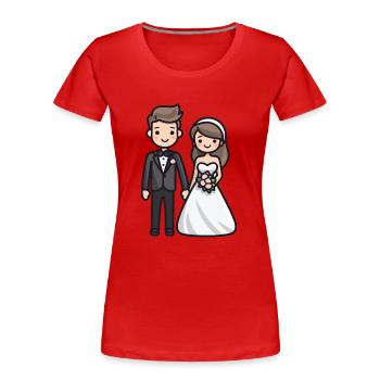 Jeunes mariés, Mariage, Mariée, Marié - T-shirt bio Premium Femme - rouge - Devant - Mia (176cm)