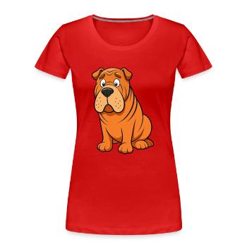 Worried Shar Pei Falten Augenbrauen-Kunstwerk - Frauen Premium Bio T-Shirt - Rot - Vorne - Mia (176cm)