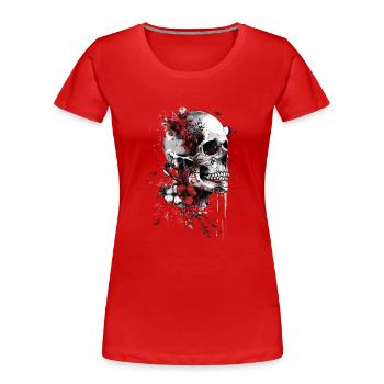 Totenkopf mit Blumen - Frauen Premium Bio T-Shirt - Rot - Vorne - Mia (176cm)
