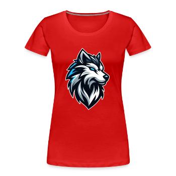 Emblème d’illustration de loup - T-shirt bio Premium Femme - rouge - Devant - Mia (176cm)