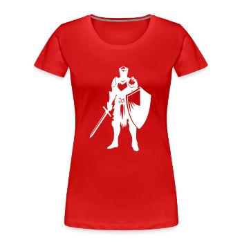 Edeler Ritter mit Schild und Schwert - Frauen Premium Bio T-Shirt - Rot - Vorne - Mia (176cm)