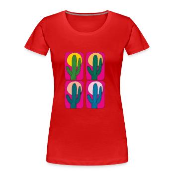 Cactus Mexique 4 plis - T-shirt bio Premium Femme - rouge - Devant - Mia (176cm)