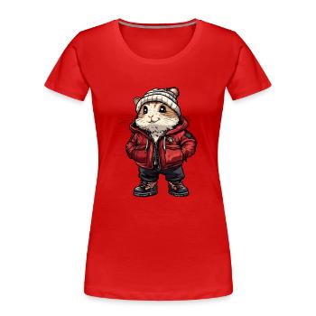 Hamster Fashion Winter - Frauen Premium Bio T-Shirt - Rot - Vorne - Mia (176cm)