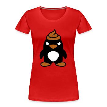 Pinguin Kacke auf Kopf gemacht Lustige Kot Scheiße - Frauen Premium Bio T-Shirt - Rot - Vorne - Mia (176cm)
