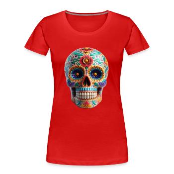 Crâne en sucre - T-shirt bio Premium Femme - rouge - Devant - Mia (176cm)