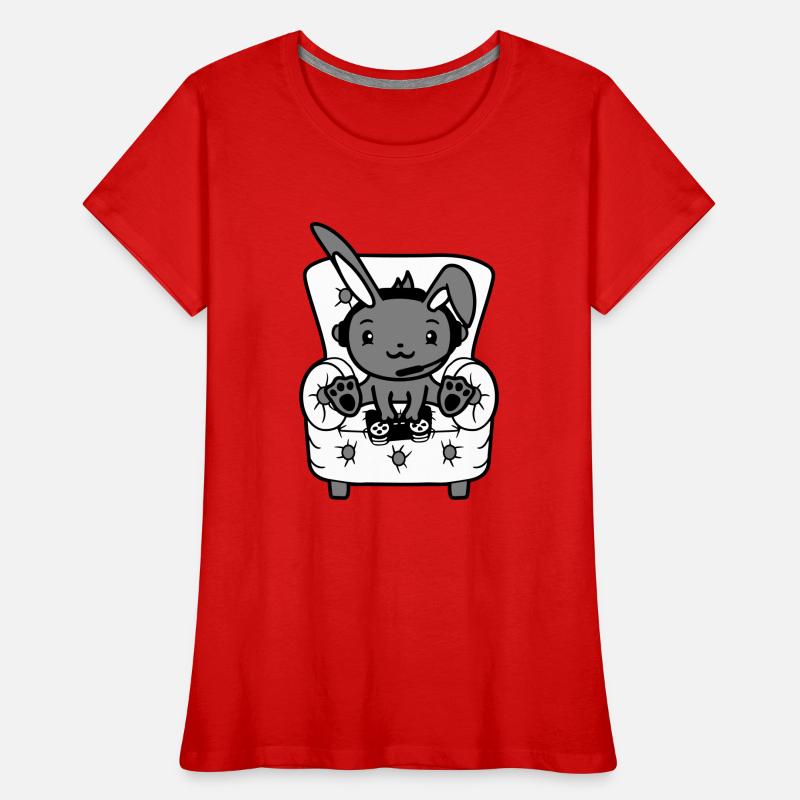 Hase spielt Controller Konsole Headset Gamer Nerd Frauen Premium Bio T-Shirt