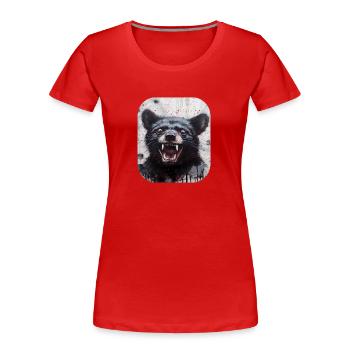 Diable de Tasmanie riant - T-shirt bio Premium Femme - rouge - Devant - Mia (176cm)