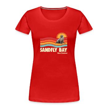 Sandfly Bay New Zealand - Women's Premium Organic T-Shirt - red - Front - Mia (176cm)