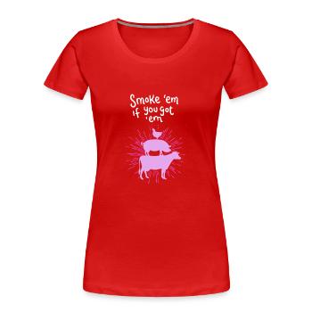 Meat for grilling - Women's Premium Organic T-Shirt - red - Front - Mia (176cm)
