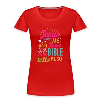 Jesus Design Ja Jesus liebt mich Geburtstagsgeschenkidee - Frauen Premium Bio T-Shirt - Rot - Vorne - Mia (176cm)