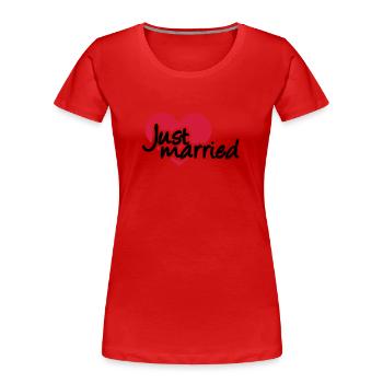 Just married - Frauen Premium Bio T-Shirt - Rot - Vorne - Mia (176cm)
