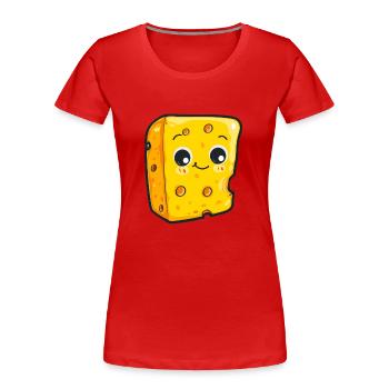 Kawaii-Käsestück mit niedlichem Gesicht - Frauen Premium Bio T-Shirt - Rot - Vorne - Mia (176cm)