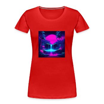 Neon Waterfall - Women's Premium Organic T-Shirt - red - Front - Mia (176cm)
