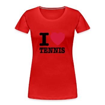 I love tennis BE FR - T-shirt bio Premium Femme - rouge - Devant - Mia (176cm)