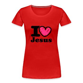 i Love Jesus_V1 - Frauen Premium Bio T-Shirt - Rot - Vorne - Mia (176cm)