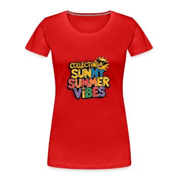 Moments d’été ensoleillés Vibrations Soleil d’été - T-shirt bio Premium Femme - rouge - Devant - Mia (176cm)