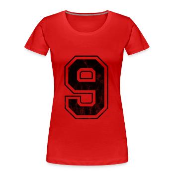 Numéro 9 - T-shirt bio Premium Femme - rouge - Devant - Mia (176cm)