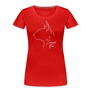 Cornish Rex Profil Katzen Katze Wilsigns - Frauen Premium Bio T-Shirt - Rot - Vorne - Mia (176cm)