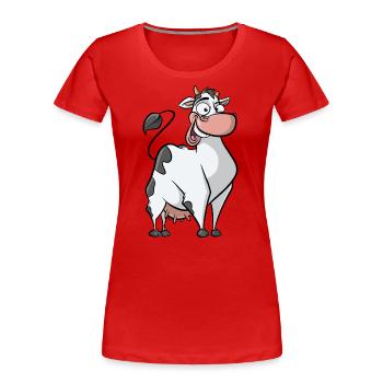 Lustige Kuh - Bauernhof Muh Landleben Milchkuh - Frauen Premium Bio T-Shirt - Rot - Vorne - Mia (176cm)