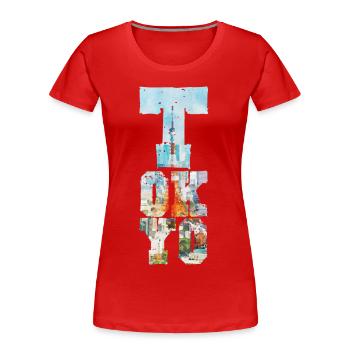 TOKYO TOWER FONT AQUARELL - Frauen Premium Bio T-Shirt - Rot - Vorne - Mia (176cm)
