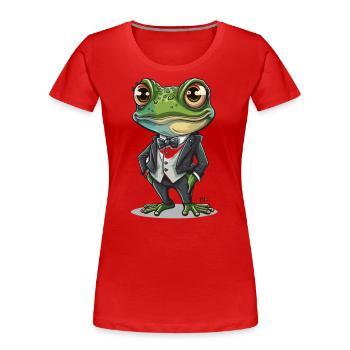 Tuxedo Frog - Women's Premium Organic T-Shirt - red - Front - Mia (176cm)