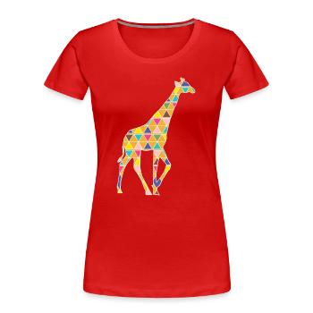 Une girafe graphique colorée - T-shirt bio Premium Femme - rouge - Devant - Mia (176cm)