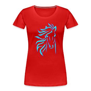 Blue Horse - Frauen Premium Bio T-Shirt - Rot - Vorne - Mia (176cm)