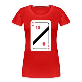 Karo Zehn Spielkarte Pokerkarte - Frauen Premium Bio T-Shirt - Rot - Vorne - Mia (176cm)