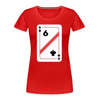 Kreuz Sechs Spielkarte Pokerkarte - Frauen Premium Bio T-Shirt - Rot - Vorne - Mia (176cm)