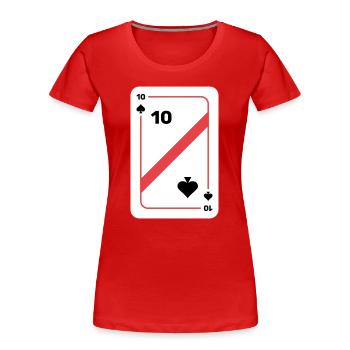Pik Zehn Spielkarte Pokerkarte - Frauen Premium Bio T-Shirt - Rot - Vorne - Mia (176cm)