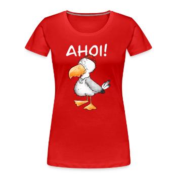Ahoi Möwe Seemann Norddeutschland - Frauen Premium Bio T-Shirt - Rot - Vorne - Mia (176cm)