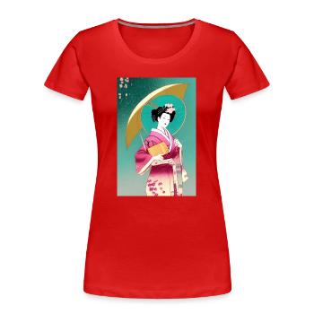 Geisha 2 - T-shirt bio Premium Femme - rouge - Devant - Mia (176cm)