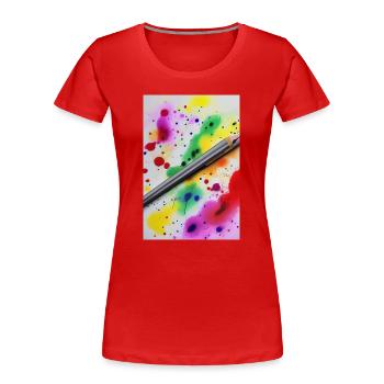 Farbspritzer - Frauen Premium Bio T-Shirt - Rot - Vorne - Mia (176cm)