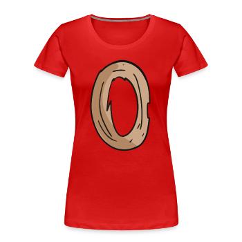 Letter O Wood Wooden Letter - Women's Premium Organic T-Shirt - red - Front - Mia (176cm)