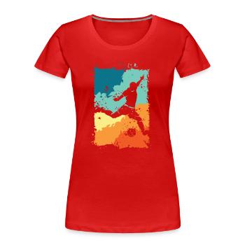 Soccer player color explosion shot retro vintage - Women's Premium Organic T-Shirt - red - Front - Mia (176cm)