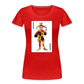 Playing Card Joker Color - Women's Premium Organic T-Shirt - red - Front - Mia (176cm)