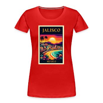 Design de coucher de soleil à Jalisco, au Mexique - T-shirt bio Premium Femme - rouge - Devant - Mia (176cm)