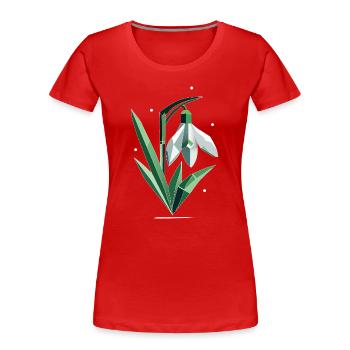 Zarte polygonale Schneeglöckchen-Illustration - Frauen Premium Bio T-Shirt - Rot - Vorne - Mia (176cm)