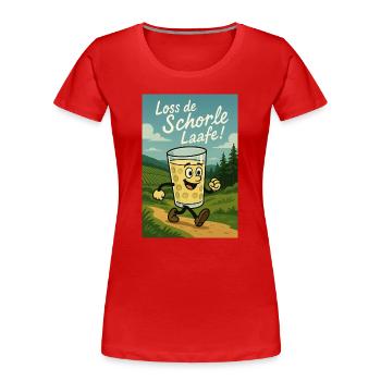 Loss de Schorle Laafe - Frauen Premium Bio T-Shirt - Rot - Vorne - Mia (176cm)