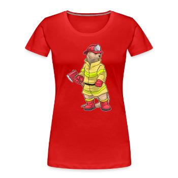 Otter Feuerwehrmann Axt Feuerwehr - Frauen Premium Bio T-Shirt - Rot - Vorne - Mia (176cm)