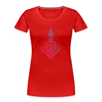 Retro Rocket - Frauen Premium Bio T-Shirt - Rot - Vorne - Mia (176cm)