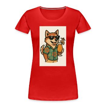 Dog with Hawaiian shirt and cocktail - Women's Premium Organic T-Shirt - red - Front - Mia (176cm)