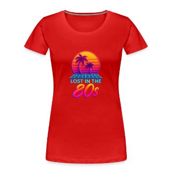 Néon Rétro Sunset des années 80 - T-shirt bio Premium Femme - rouge - Devant - Mia (176cm)