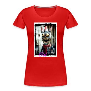 Fantasy Monster Guy with Magic Hat Doll King - Women's Premium Organic T-Shirt - red - Front - Mia (176cm)