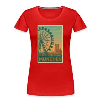 Historischer Münchner Riesenrad-Silhouette - Frauen Premium Bio T-Shirt - Rot - Vorne - Mia (176cm)