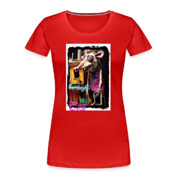 Poupée mascotte imaginative avec une robe colorée - T-shirt bio Premium Femme - rouge - Devant - Mia (176cm)