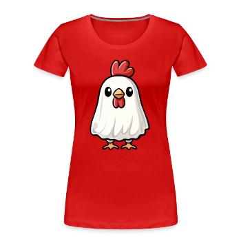 Rooster Halloween Ghost - Women's Premium Organic T-Shirt - red - Front - Mia (176cm)