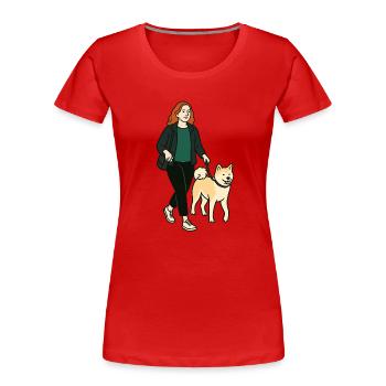 Margarita with Akita - Women's Premium Organic T-Shirt - red - Front - Mia (176cm)