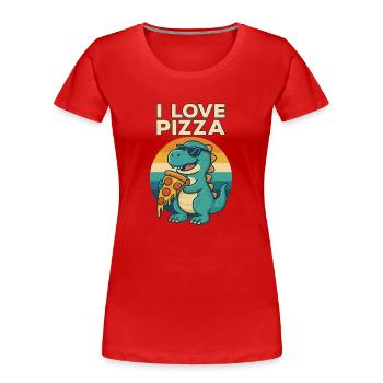 Cool Dino Loves Pizza - T-shirt bio Premium Femme - rouge - Devant - Mia (176cm)