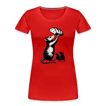 Rat lifting loaf of bread – graphic illustration - Women's Premium Organic T-Shirt - red - Front - Mia (176cm)